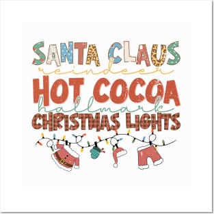 Santa Reindeer Hot Cocoa Christmas Lights Posters and Art